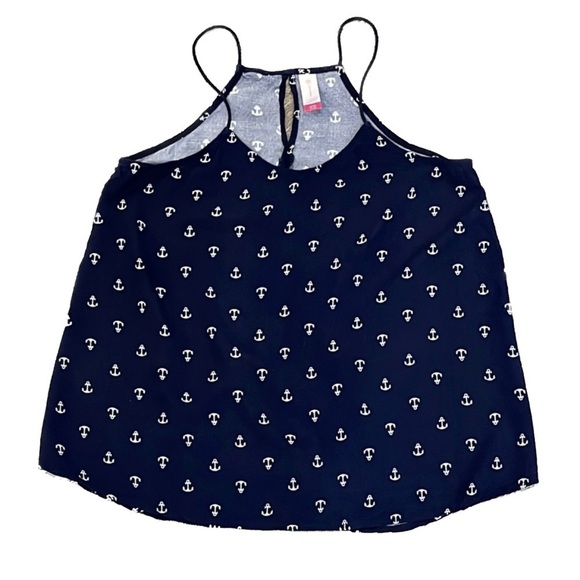 No Boundaries Nautical Navy Anchor Spaghetti Strap Tank Top Novelty Seaside Sz S - Picture 4 of 10